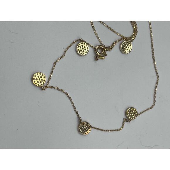 Cubic Zirconia Sterling Silver Vermeil Cluster Disc Dangle Statement Necklace - Picture 12 of 15